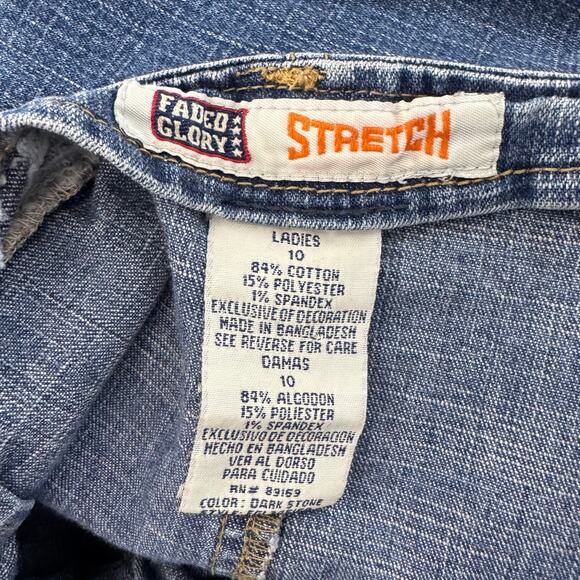 Vintage Y2K 2000s Faded Glory Stretch Back Slit Denim Maxi Skirt Pocket Size 10 - Picture 7 of 9